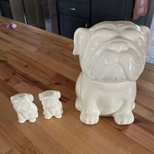 Threshold Stoneware White English Bulldog Cookie Jar Treat Jar with S&P Kitchen